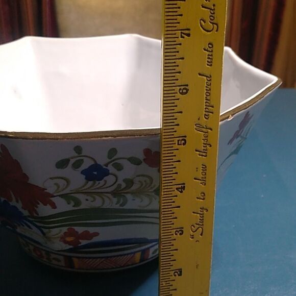 Floral Ceramic Bowl with Multicolor Design - Picture 10 of 10